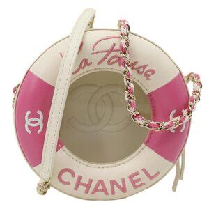 Chanel  Coco Lifesaver Leather Round Crossbody Bag Pink